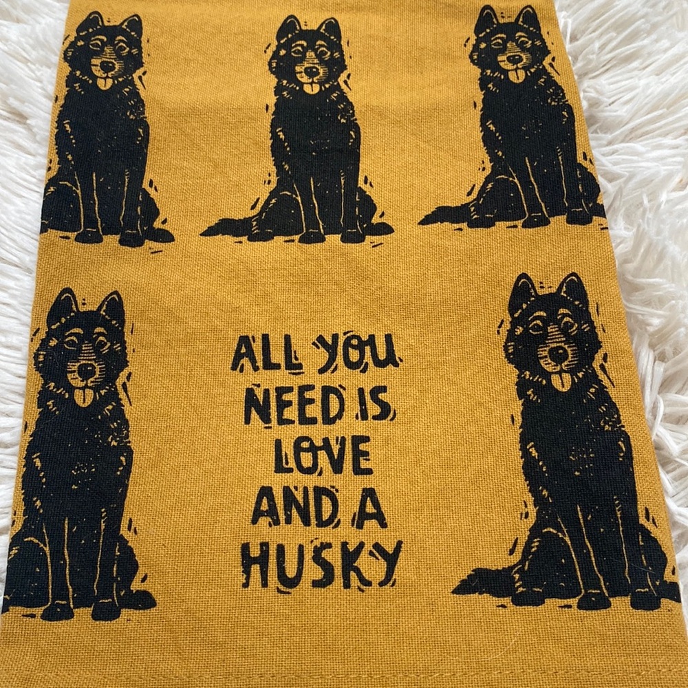Primatives By Kathy Husky Kitchen Towel 💗 Mustard & Black - Picture 5 of 16